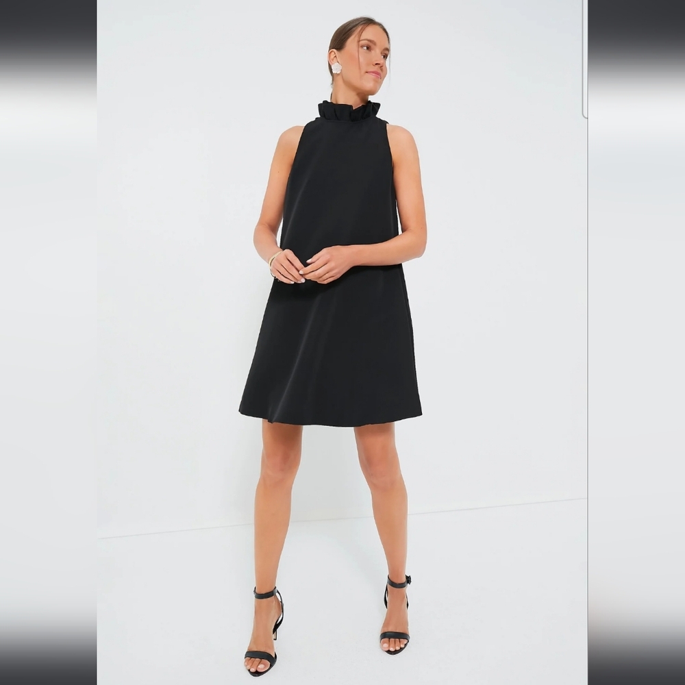Tuckernuck Black Blythe Dress sz XXL Sleeveless Ruffle Collar Bow Cocktail Party